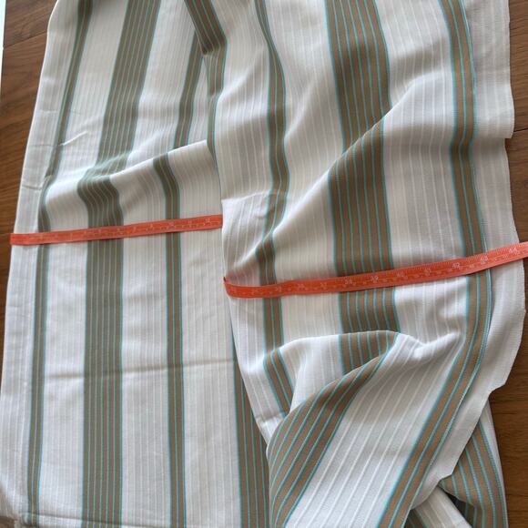 Vintage Stripe Fabric Poly Stretch Aqua Tan White 84 x 64 2 yards - Picture 7 of 9